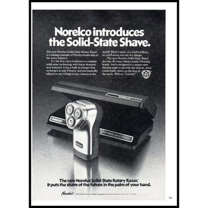 1978 Norelco Solid State Shaver Electric Razor Vintage Print Ad Wall Art Photo